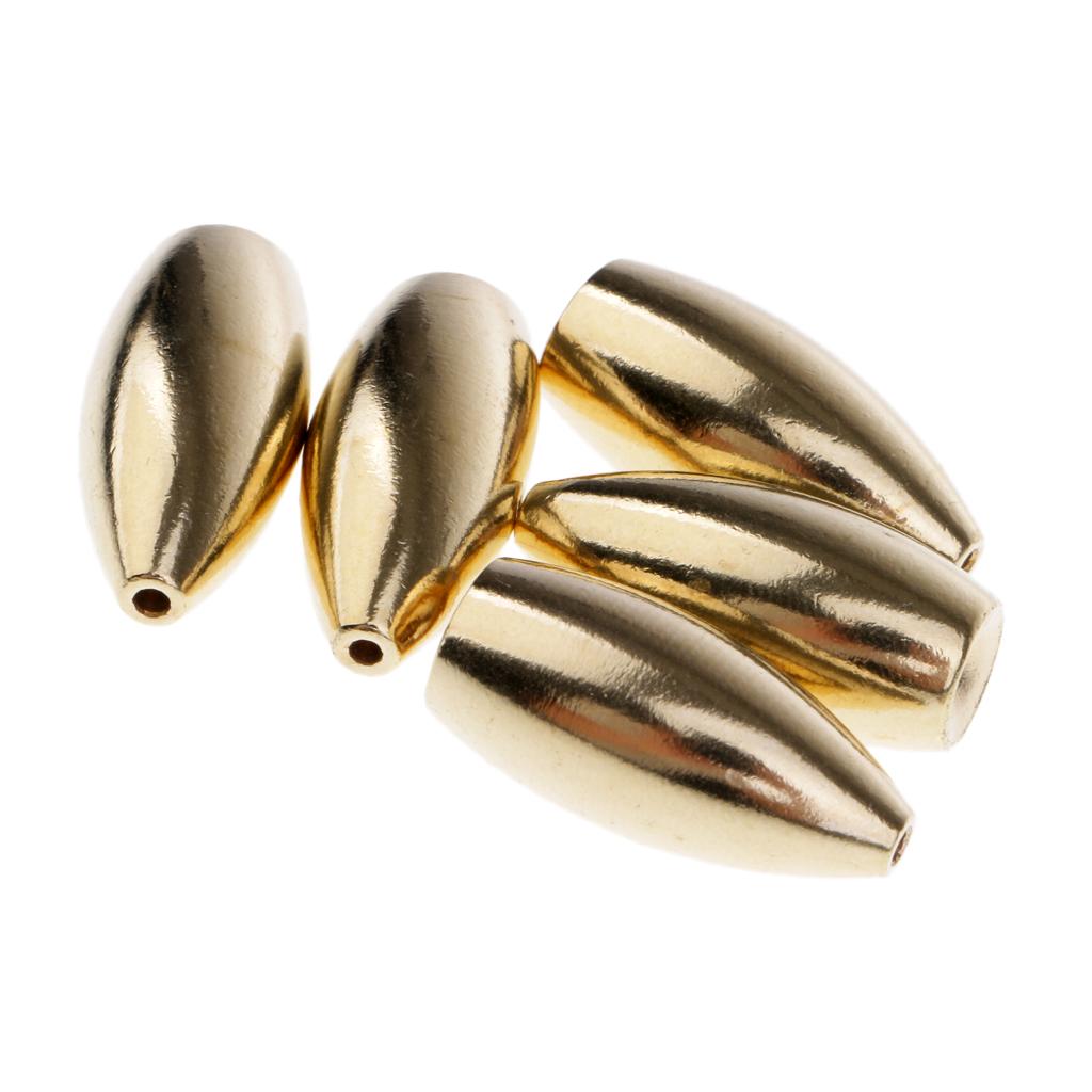 5Pcs Brass Weights Drop Shot Slider Sea Fishing Tackle Snag Sinkers 12g