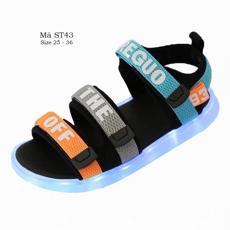 Giày sandal phát sáng bé trai bé gái 3 - 12 tuổi giày đèn LED sạc USB thông minh nấc bấm nhiều chế độ sáng độc đáo ST43