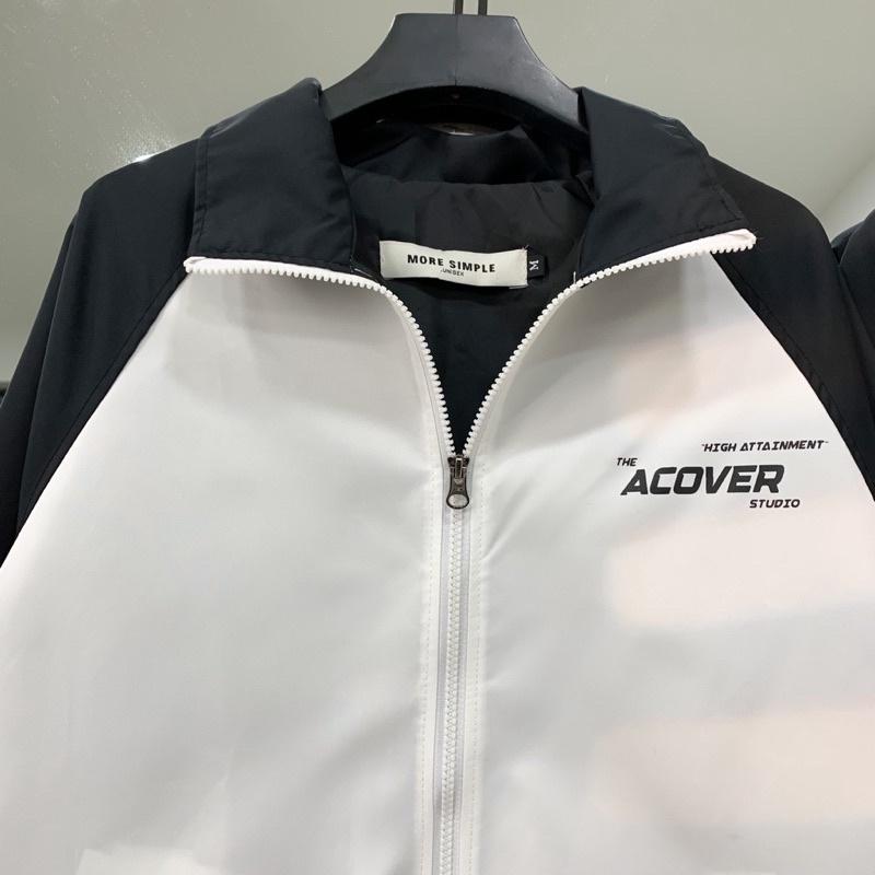 Áo Khoác Dù 2 lớp Form Rộng ACOVER - SWEEDER màu TRẮNG Nam Nữ Unisex Áo Jacket dây kéo Ulzzang