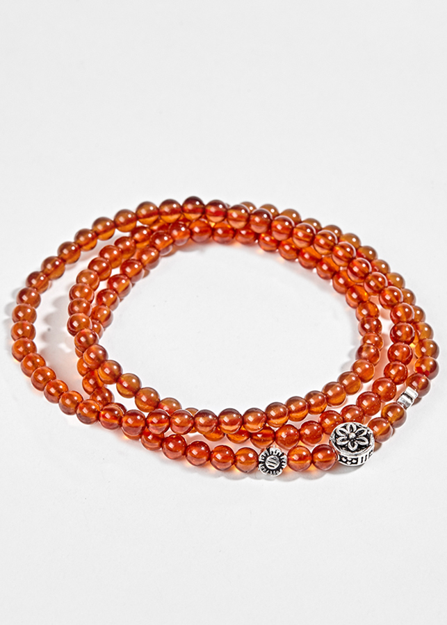 Vòng 3 Line Đá Garnet Cam Phối Charm Bạc Ngọc Quý Gemstones