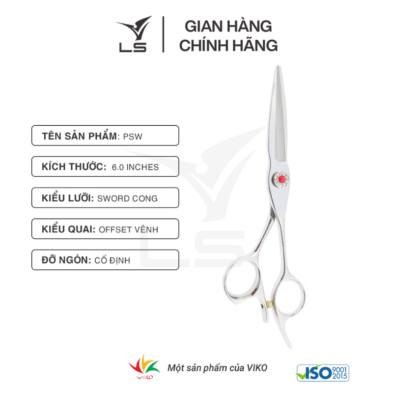 Hình ảnh Kéo chuốt tóc LS sword cong offset vênh đỡ ngón cố định PSW