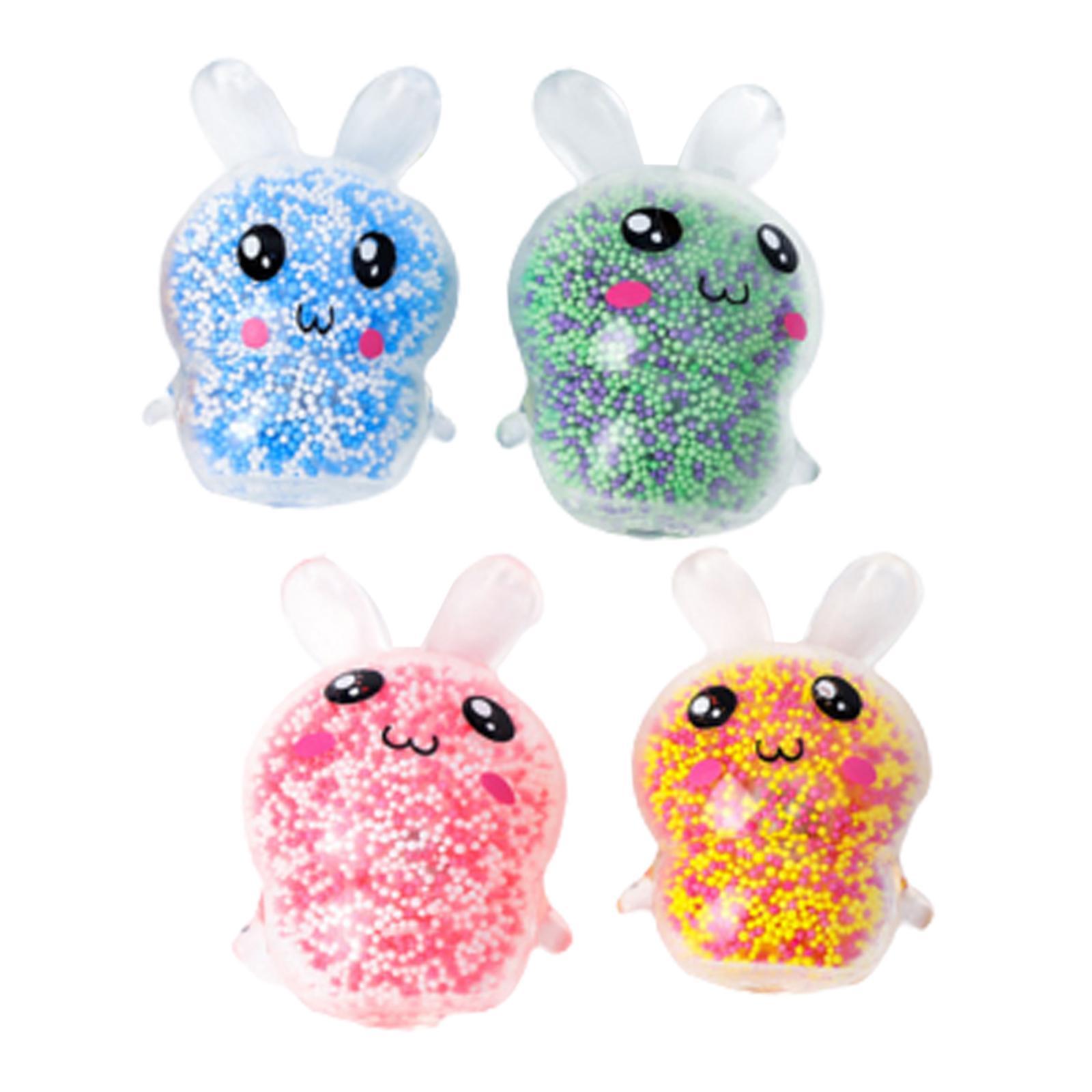 4x Easter Bunny Relaxing Toy with Night Light for Office Goodie Bag Filler