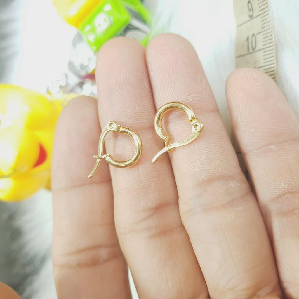 Khuyên Tai Tròn Đơn Giản Titanium Cao Cấp- Dùng bền màu tắm rửa không đen