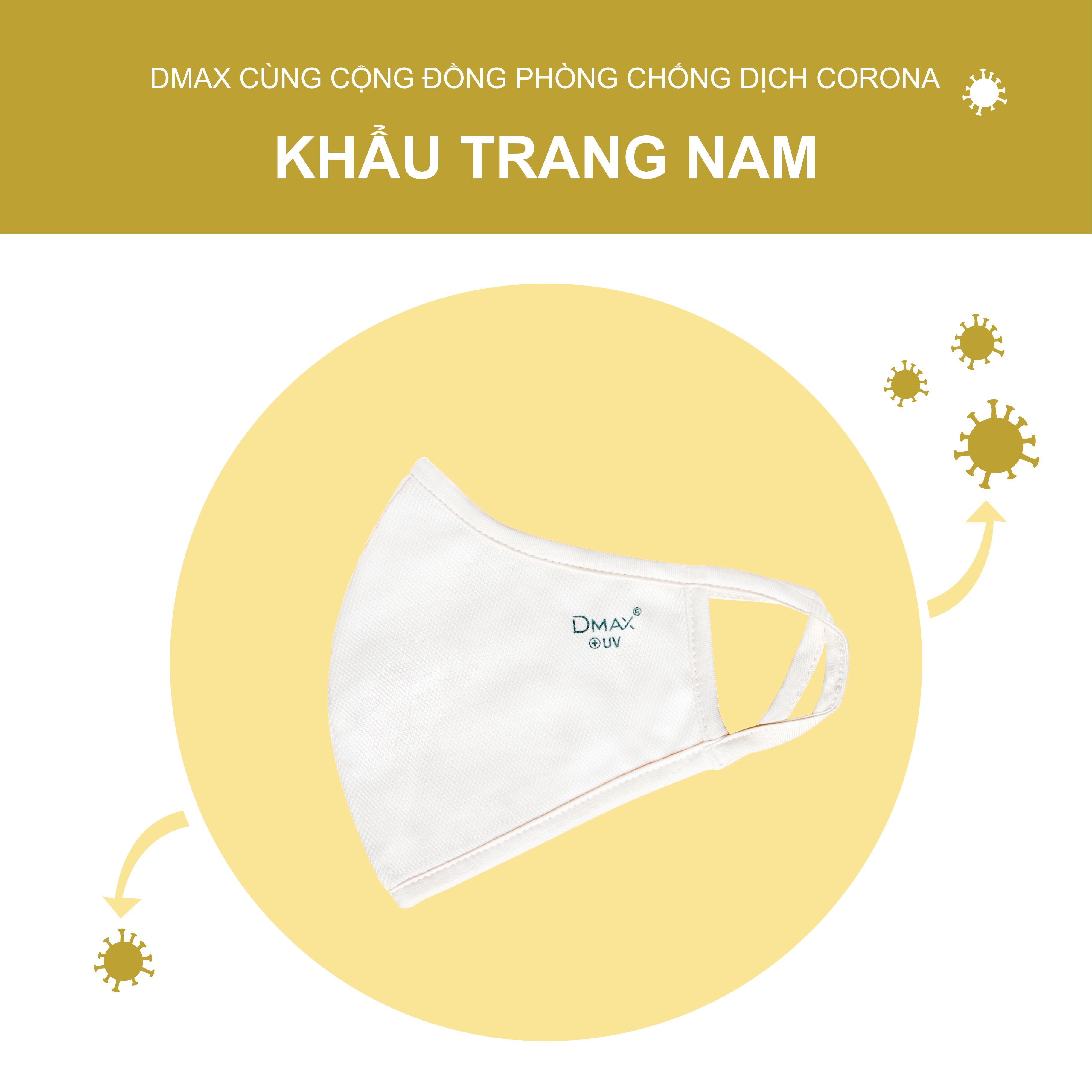 Combo 3 Khẩu Trang Vải Kháng Khuẩn Nam Dmax