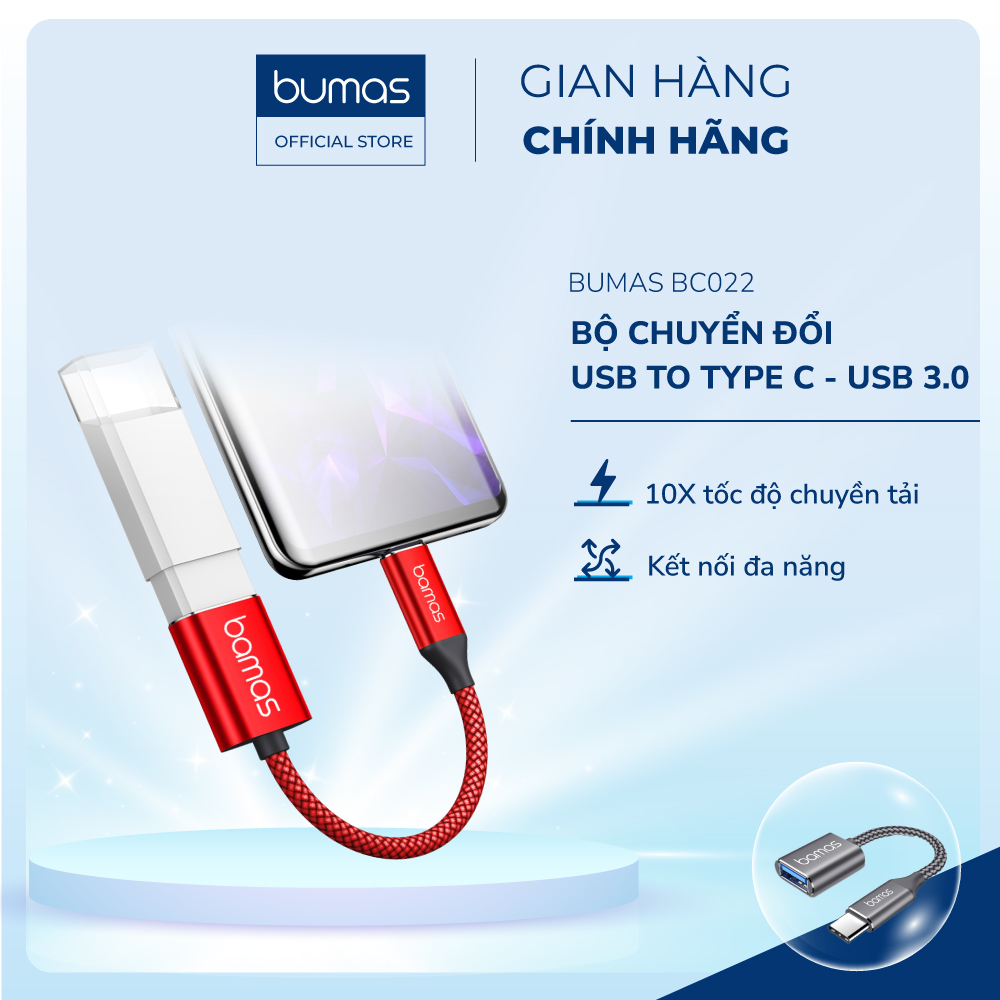 Cáp OTG Type C Bamas BC022 - Bộ Chuyển Đổi Usb Sang Type C  Usb 3.0 -Truyền Tải Dữ Liệu Siêu Tốc Lên Đến 5Gbps - Hàng Chính Hãng