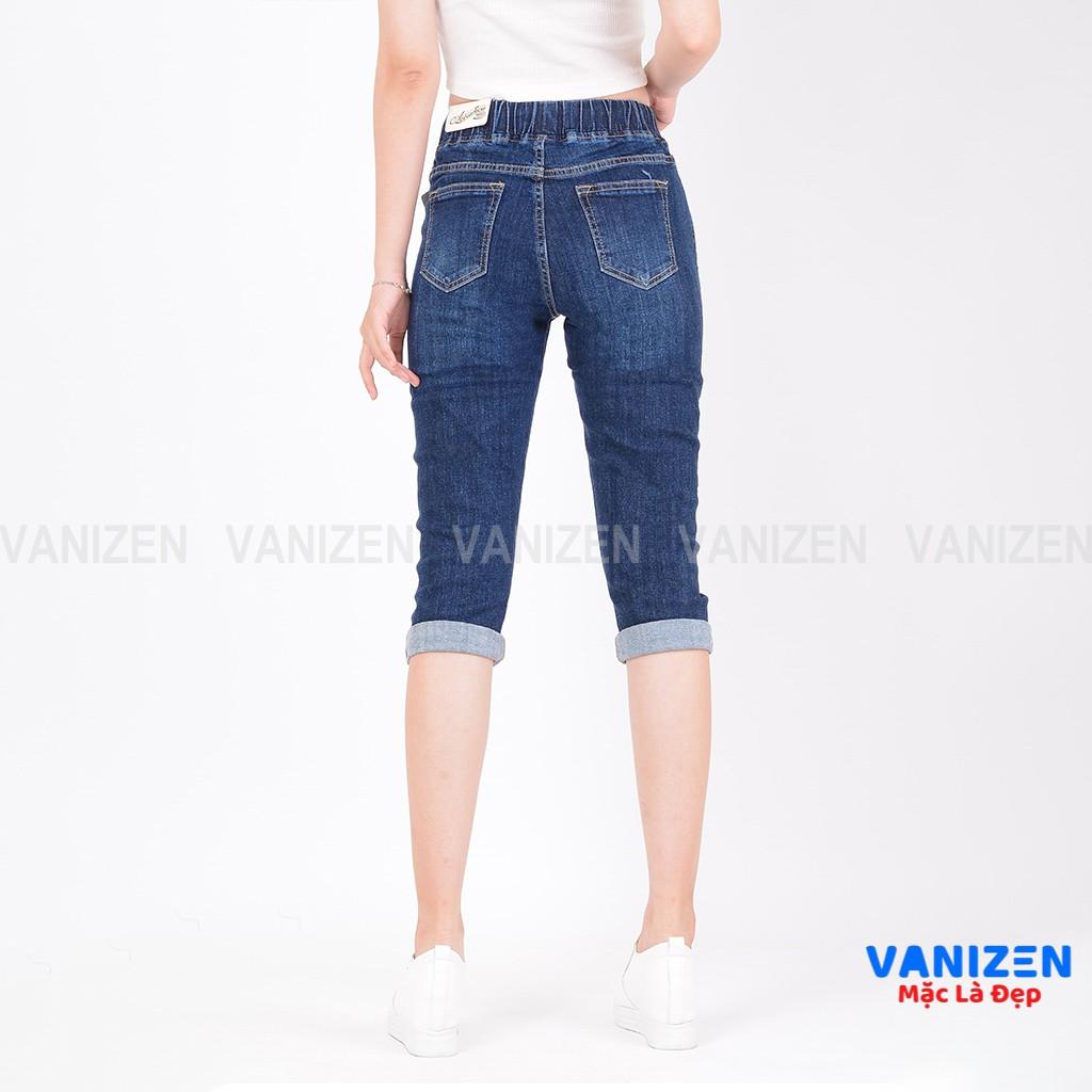Quần ngố jean nữ đẹp lưng cao cạp chun xước nhẹ mã 358 VANIZEN