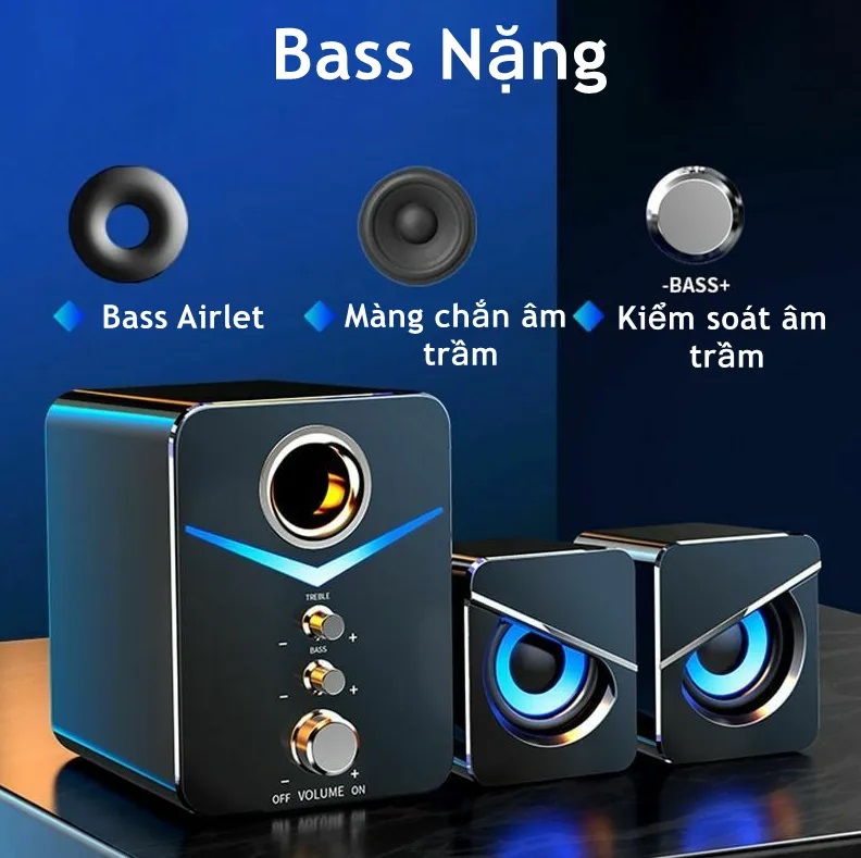 Loa Máy Tính Bluetooth- Loa Vi Tính Để Bàn Sothing D-221 Bass Cực Đã, Có Led, Thiết Kế Nhỏ Gọn- Hàng Chính Hãng