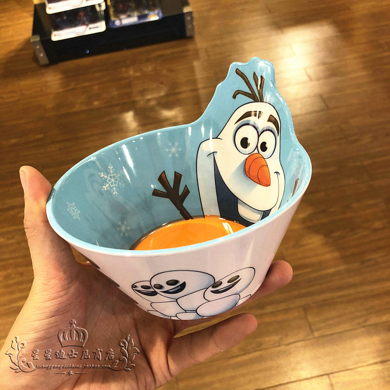 Chén nhựa Melamine hình người tuyết Olaf Frozen nổi 3D màu trắng xanh cho bé gái và bé trai - 46P8NOL2457