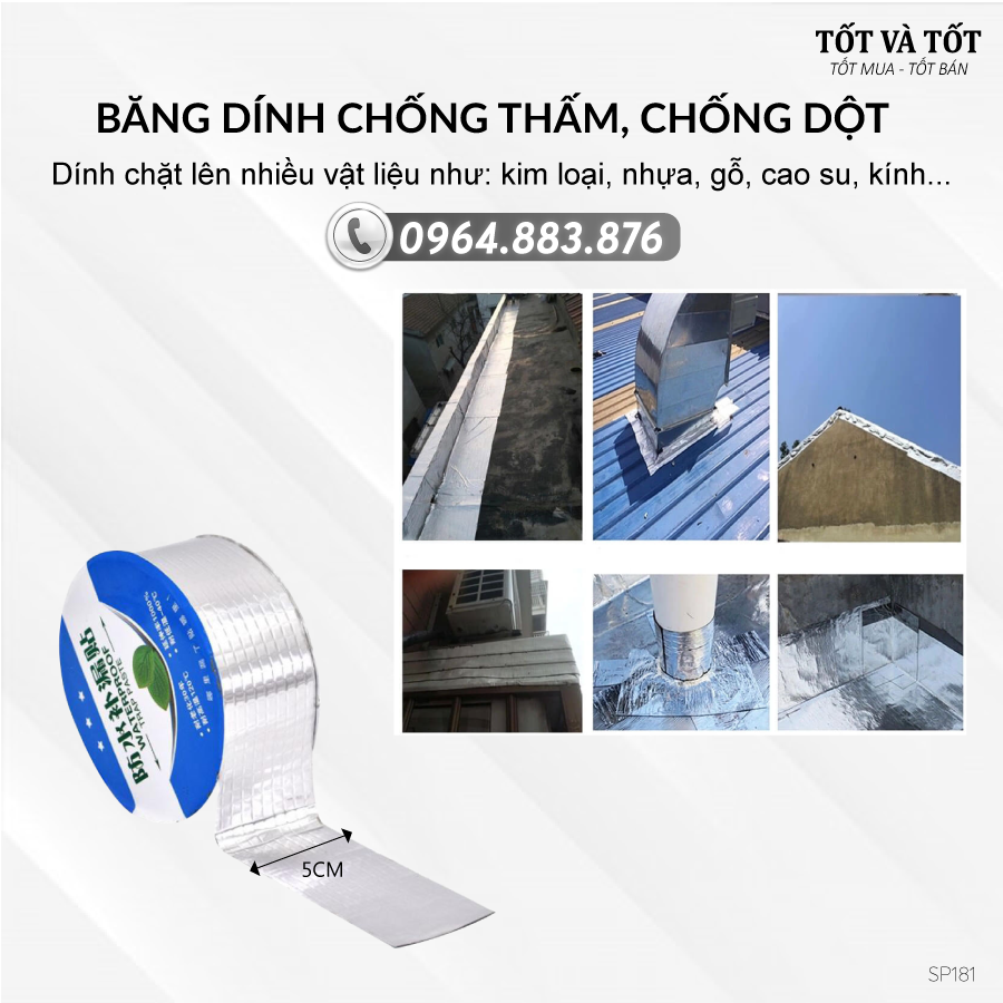Băng dính chống thấm chống dột kích thước 5cmx5m