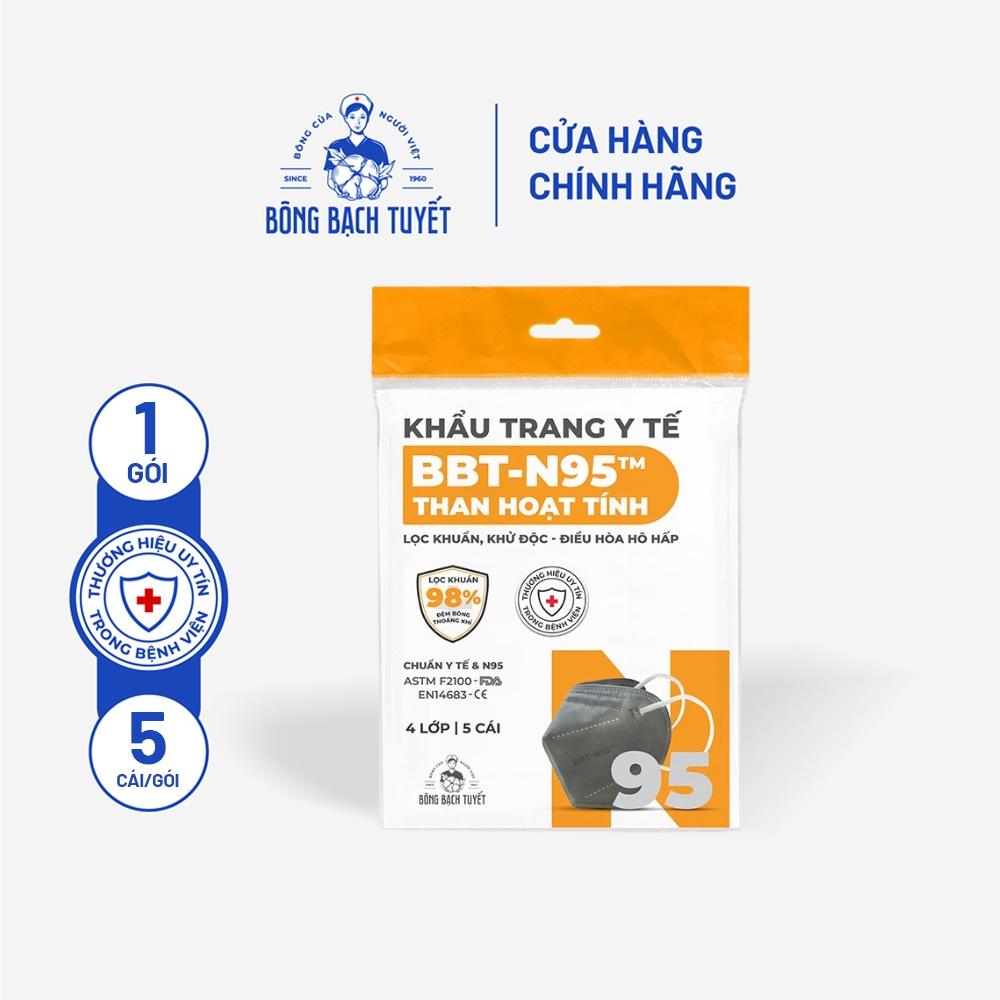 Khẩu Trang Bông Bạch Tuyết N95 Than Hoạt Tính (5 cái/gói)