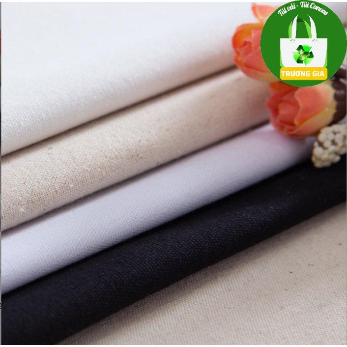 Vải Canvas 100% COTTON CANVAS FABRIC 225GSM thô cotton màu be trắng đen tái sử dụng không thấm nước - Màu be