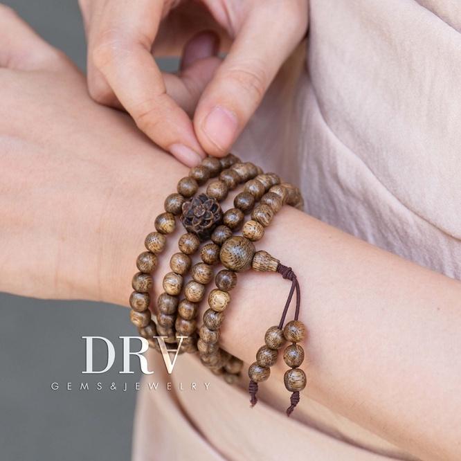 VÒNG TAY NỮ CHUỖI HẠT GỖ TRẦM HƯƠNG TỐC MIX CHARM HOA SEN 4mm 6mm