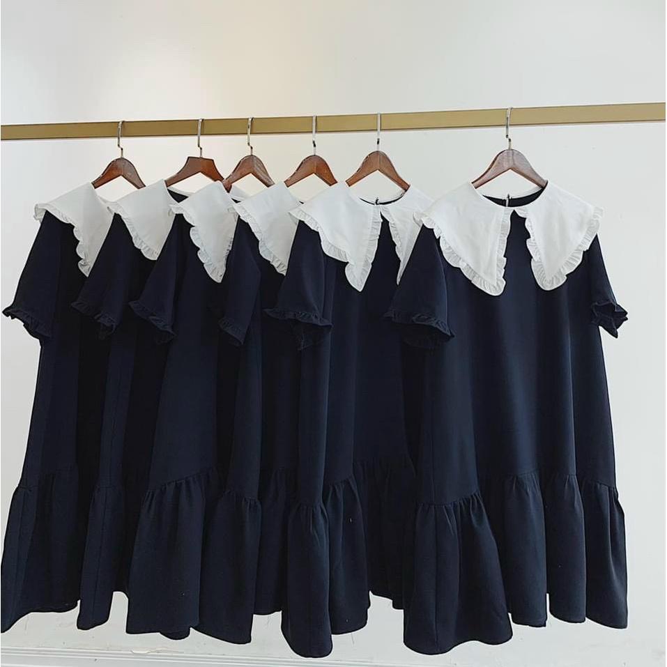 Váy Bầu Công Sở Đầm Bầu Dáng Suông Cổ Cánh Sen Chất Mát freesize từ 45-75kg