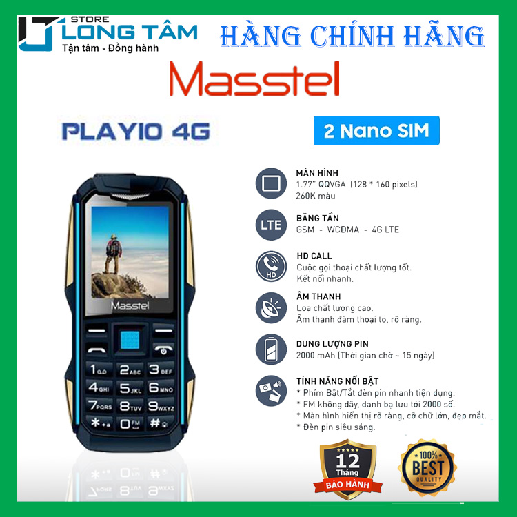 Điện thoại bàn phím bấm hiệu Masstel Play 10 - 4G - Hàng chính hãng - Giá Rẻ