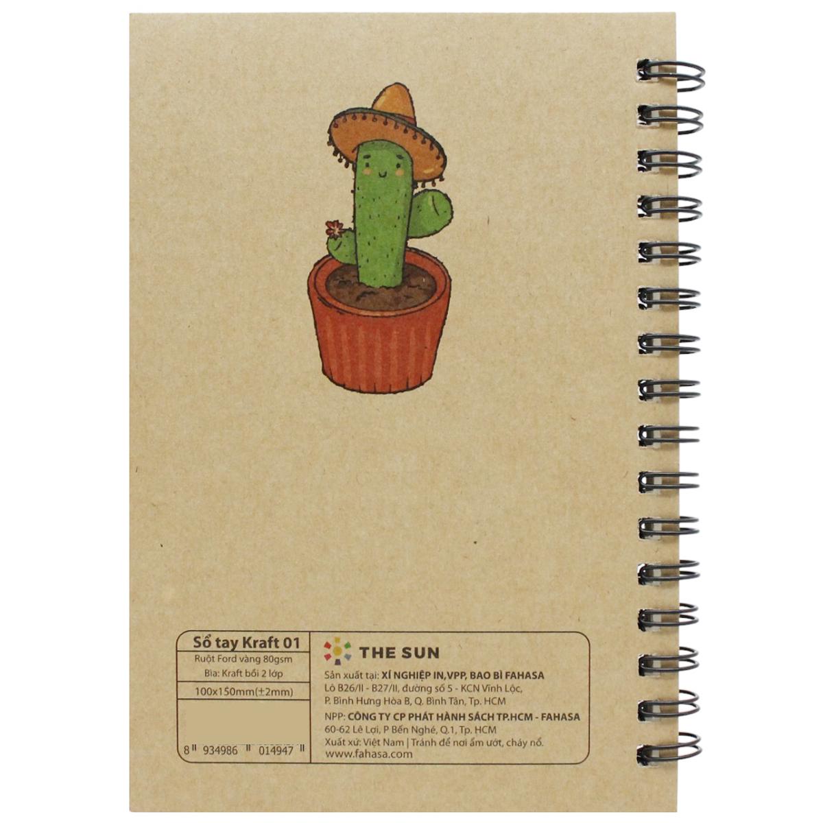 Sổ Lò Xo Kraft A6 - Không Kẻ Có Chấm - 80gsm - The Sun 01