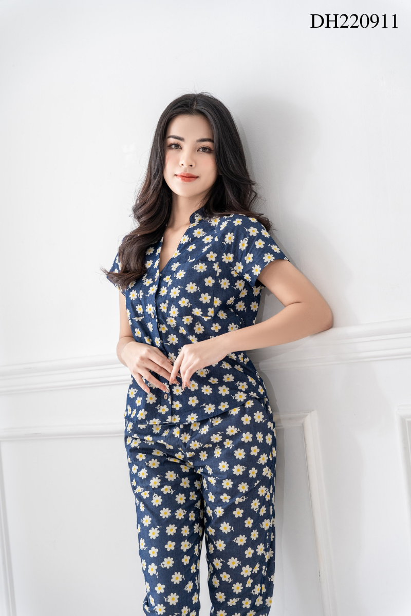 Đồ bộ dài có tay hoa mai