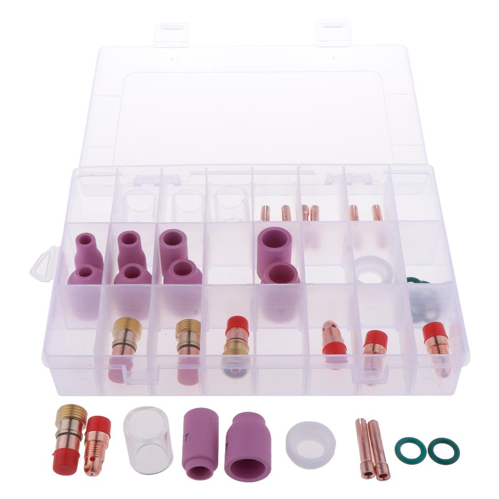 40PCS Nozzle Gas Lens Collet Pyrex Cup Consumables Kit For TIG Welding Torch