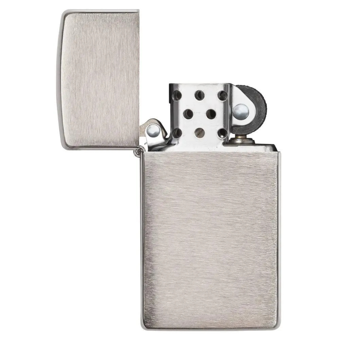 Bật lửa Zippo 1600 Slim Brushed Chrome - Dòng Zippo Nhỏ Gọn Mạ Chrome Xước Ngang Chính Hãng Mỹ, Chống Gió Cao Cấp