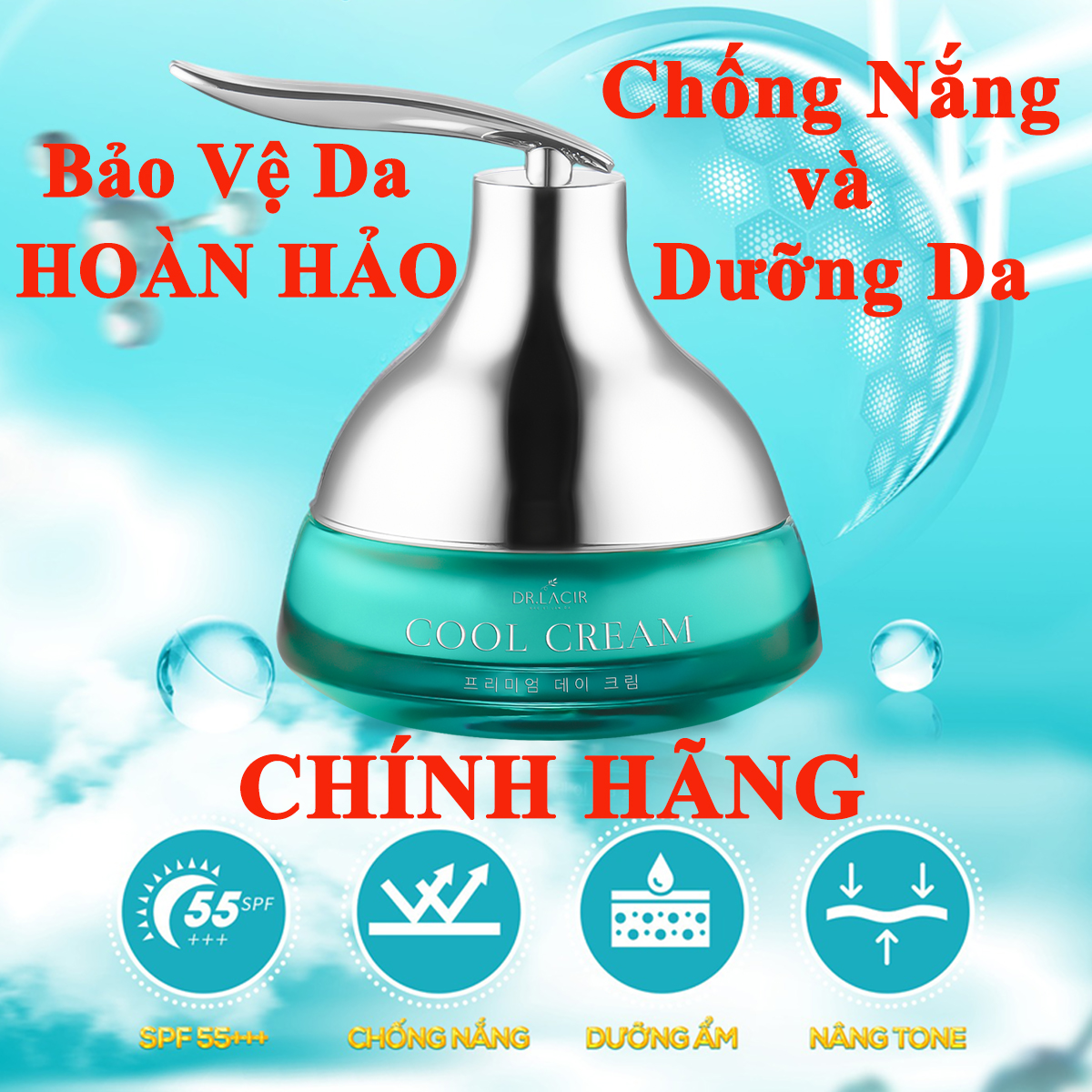 Kem Chống Nắng Vật Lý Dr Lacir - Cool Cream Kem Chống Nắng Dưỡng Da Ban Ngày (Chính Hãng Dr.Lacir)