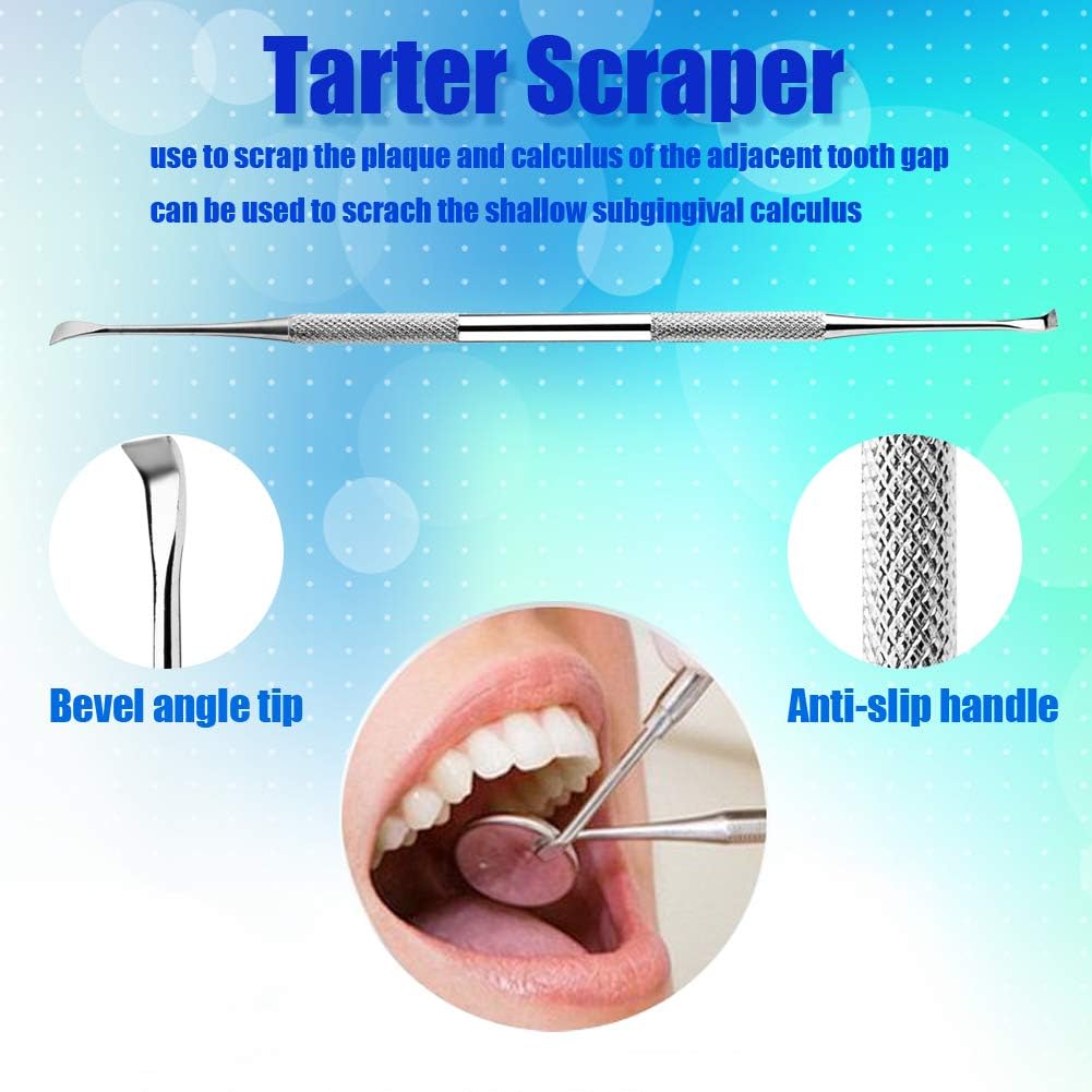 Bộ Dụng Cụ 6 Món Làm Sạch Răng Miệng Thép Không Rỉ Có Bao Da Đựng Sang Trọng