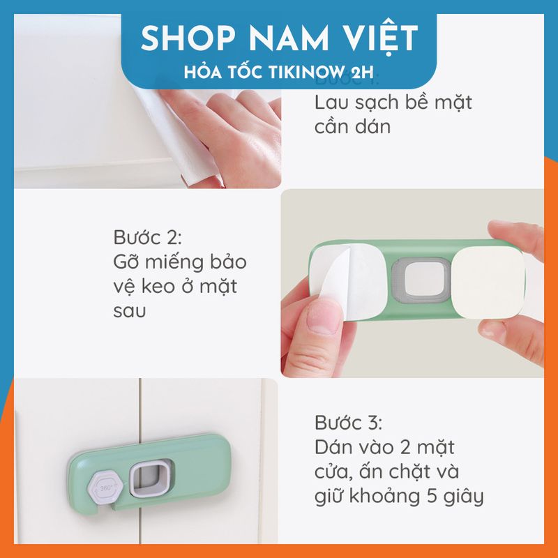 Khóa Tủ An Toàn Cho Bé Xoay 360 Độ, Khóa Tủ Lạnh, Bếp, Hộc Bàn Chống Kẹt - Chính Hãng NAVIVU