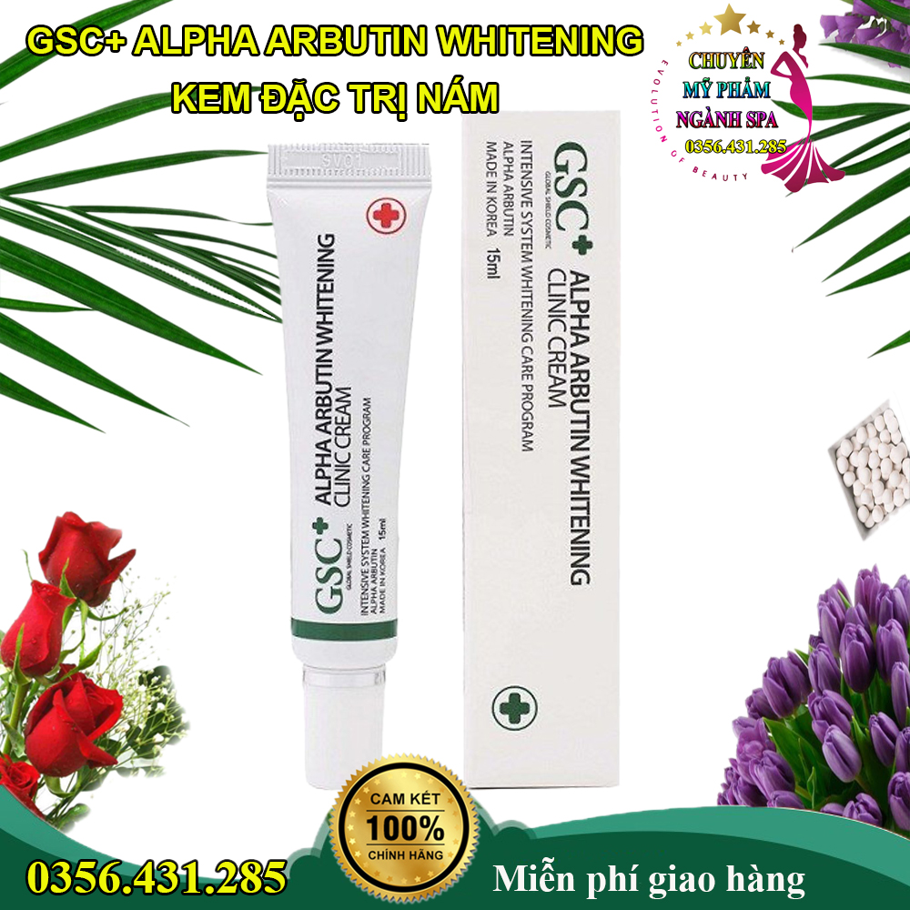 Kem hỗ trợ giảm thâm nám làm trắng da GSC ALPHA ARBUTIN WHITENING CLINIC CREAM