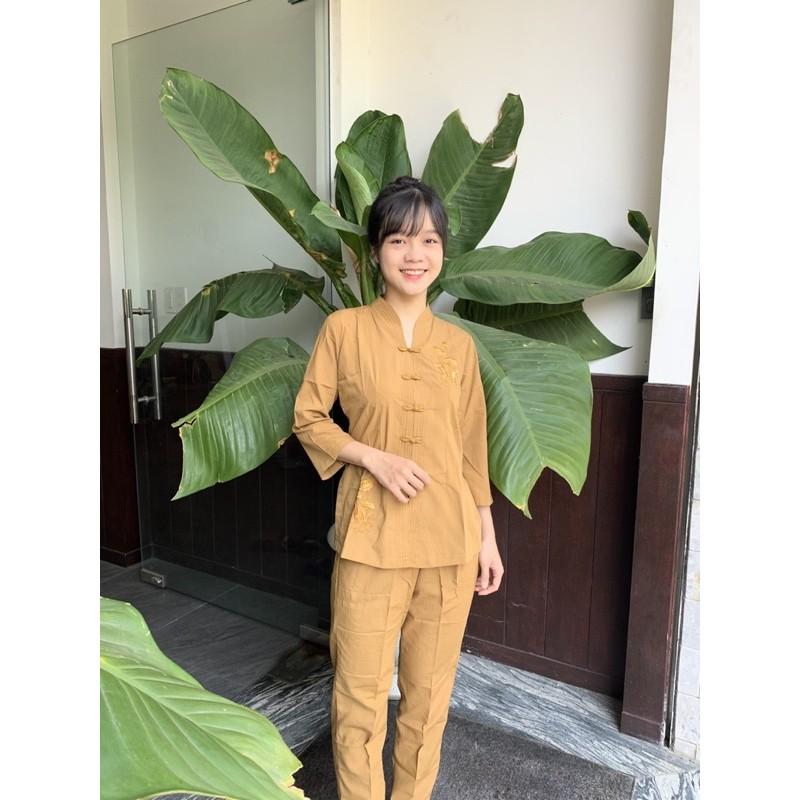 Đồ Lam Đi Chùa Pháp Phục Phật Giáo Bà Lai Tim s1