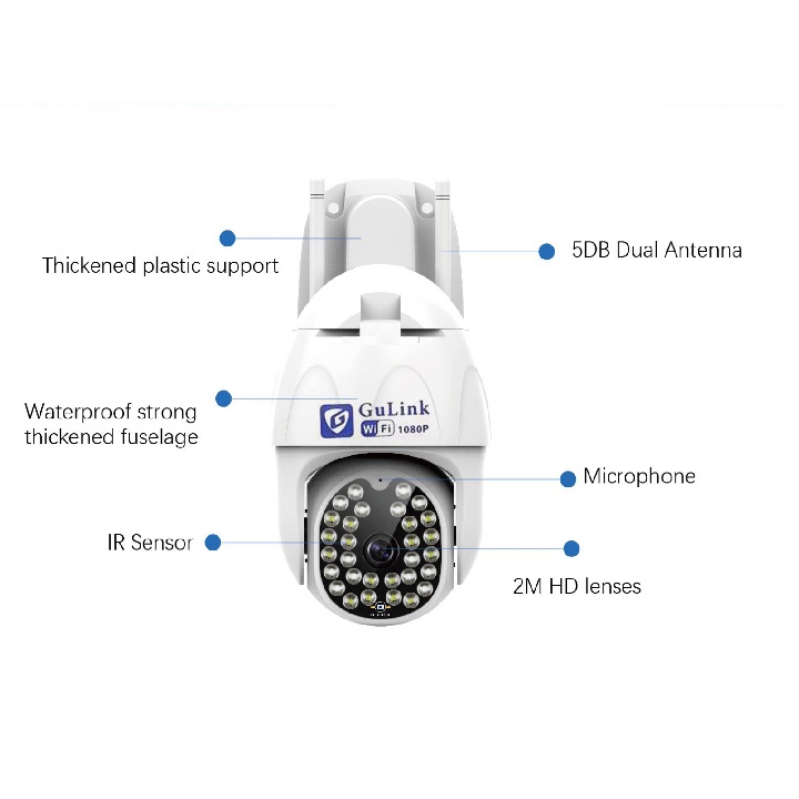 Camera Wifi Ngoài Trời GULINK GLT926 ( 26led ) 2MPX Có Led Chiếu Sáng - Hàng Chính Hãng