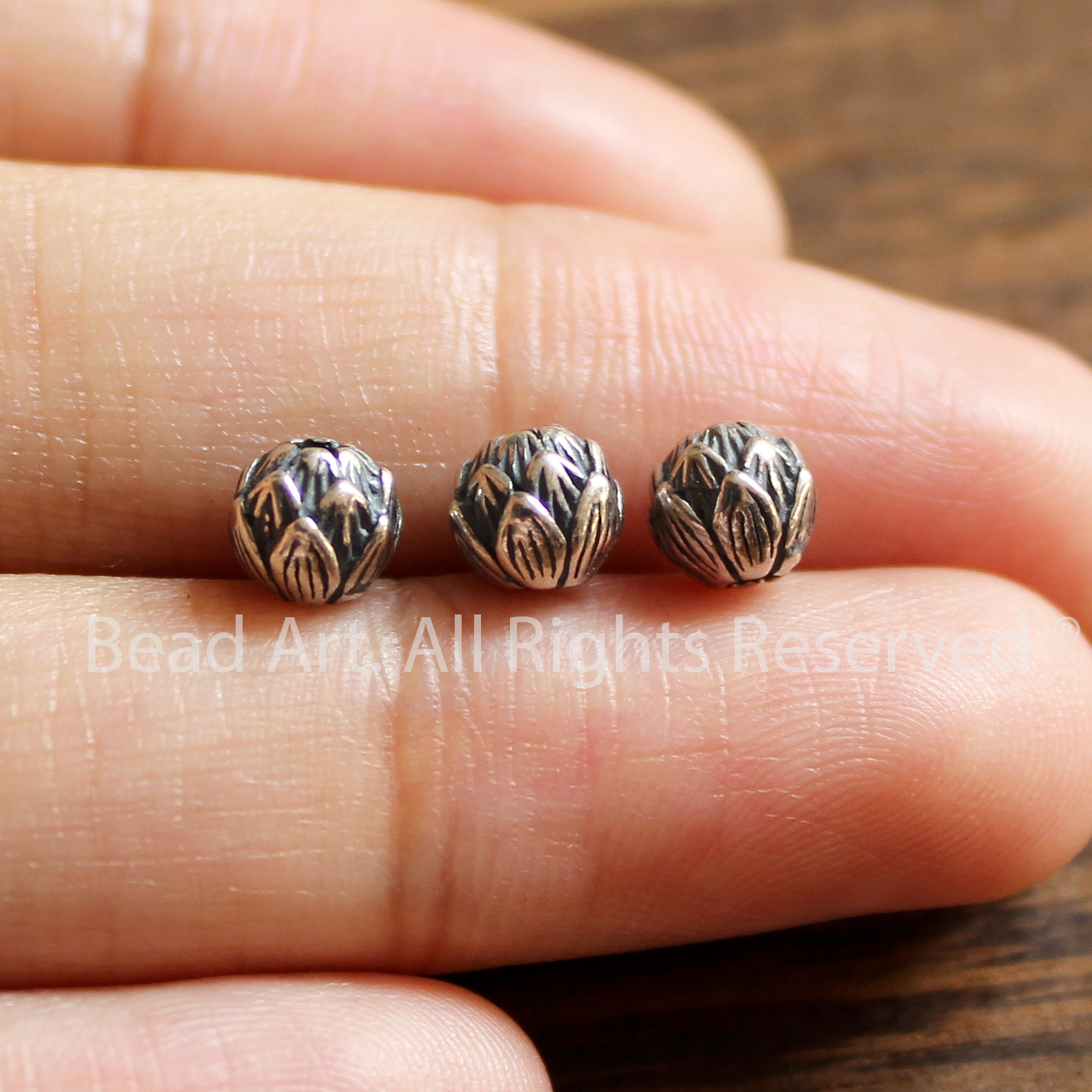 [1 Cái] Charm Hoa Sen Bạc 925 5.5MM, Phối Vòng Tay Phong Thuỷ, Trang Sức, Chuỗi Hạt - Bead Art