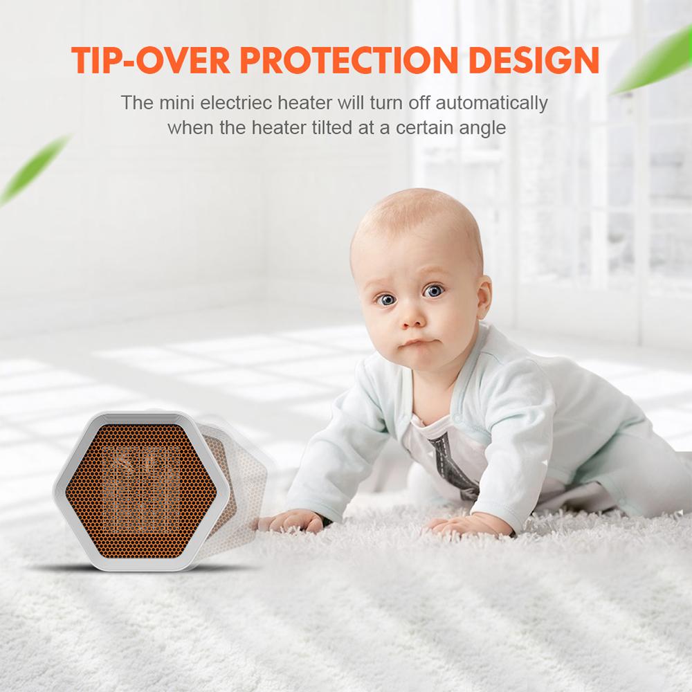 Máy sưởi để bàn mini 600W hình lục giác, tinh tế và nhỏ gọn, sạc USB