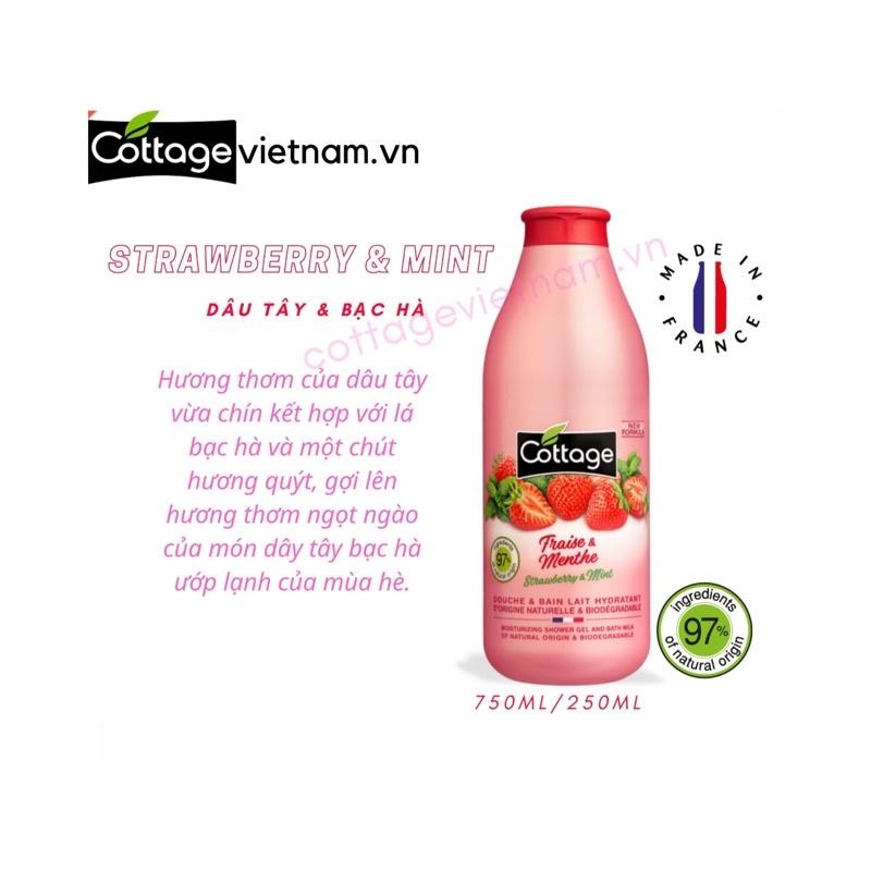 Sữa tắm Cottage của Pháp 750ml, hương Dâu tây