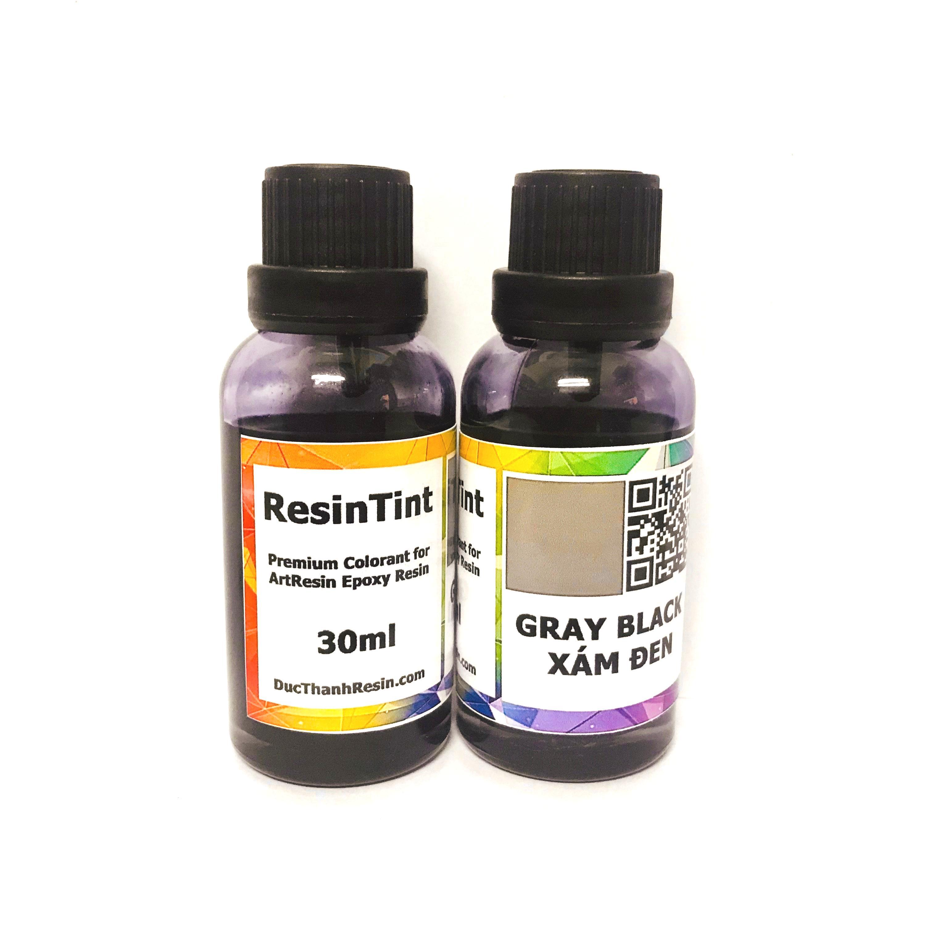 Màu trong suốt xuyên thấu pha Epoxy Resin - Màu hiệu ứng kính - GRAY BLACK Xám Đen - 30ml