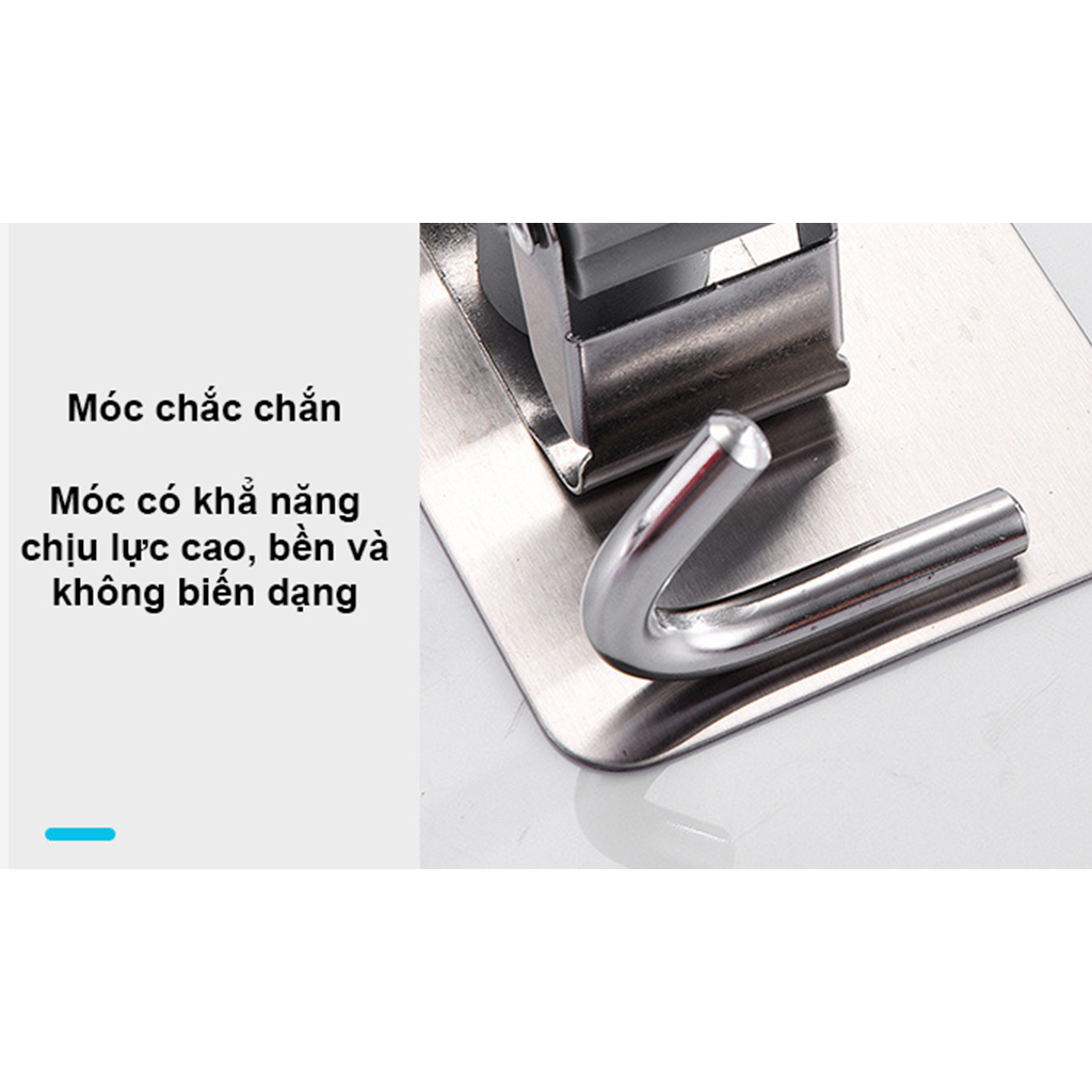 Móc Dán Tường Treo Cây Lau Nhà Inox 304 Dùng Keo 3M Siêu Chắc, Chịu lực lên đến hơn 20kg, Nhiều Kiểu Dáng Đẹp