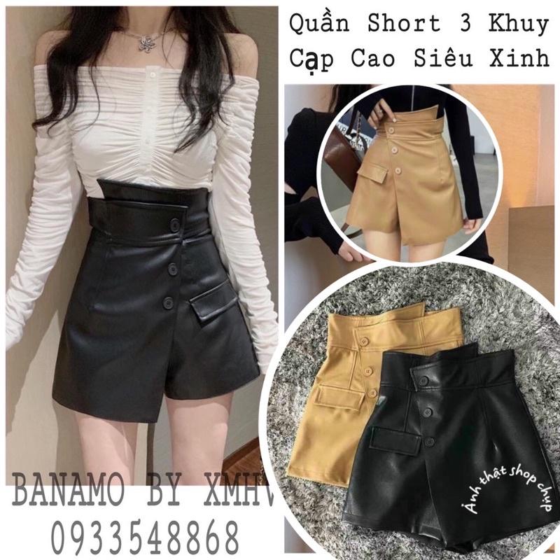 QUẦN VÁY DA MÀU ĐEN NÂU HOT HIT HIỆN ĐẠI THỜI TRANG BANAMO FASHION quần da 3 khuy 693