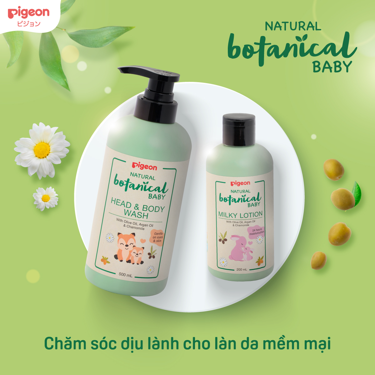 Sữa Tắm Gội Toàn Thân Cho Bé Natural Botanical Pigeon 200ml/500ml