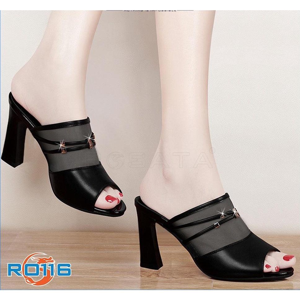 Giày cao gót nữ đẹp đế vuông 8 phân hàng hiệu rosata màu đen ro116 - HÀNG VIỆT NAM CHẤT LƯỢNG QUỐC TẾ
