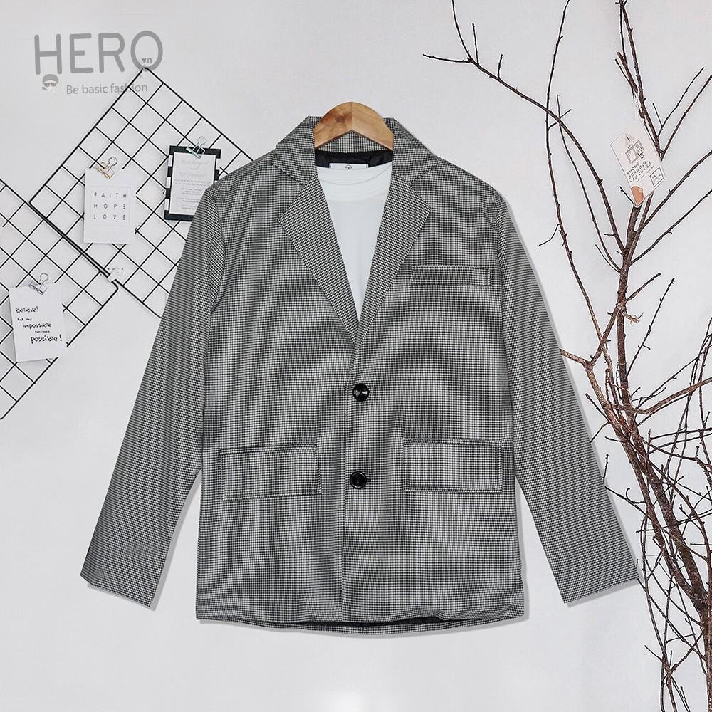 Áo Khoác Blazer Dạ Nam Nữ Túi Hộp Caro Phong Cách Hàn Quốc Năng Động Trẻ Trung BZ15