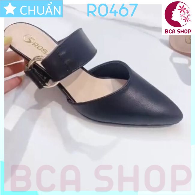 Giày cao gót nữ quai ngang cao 5 phân RO467 ROSATA quai ngang cách điệu vòng tròn ánh kim - màu đen