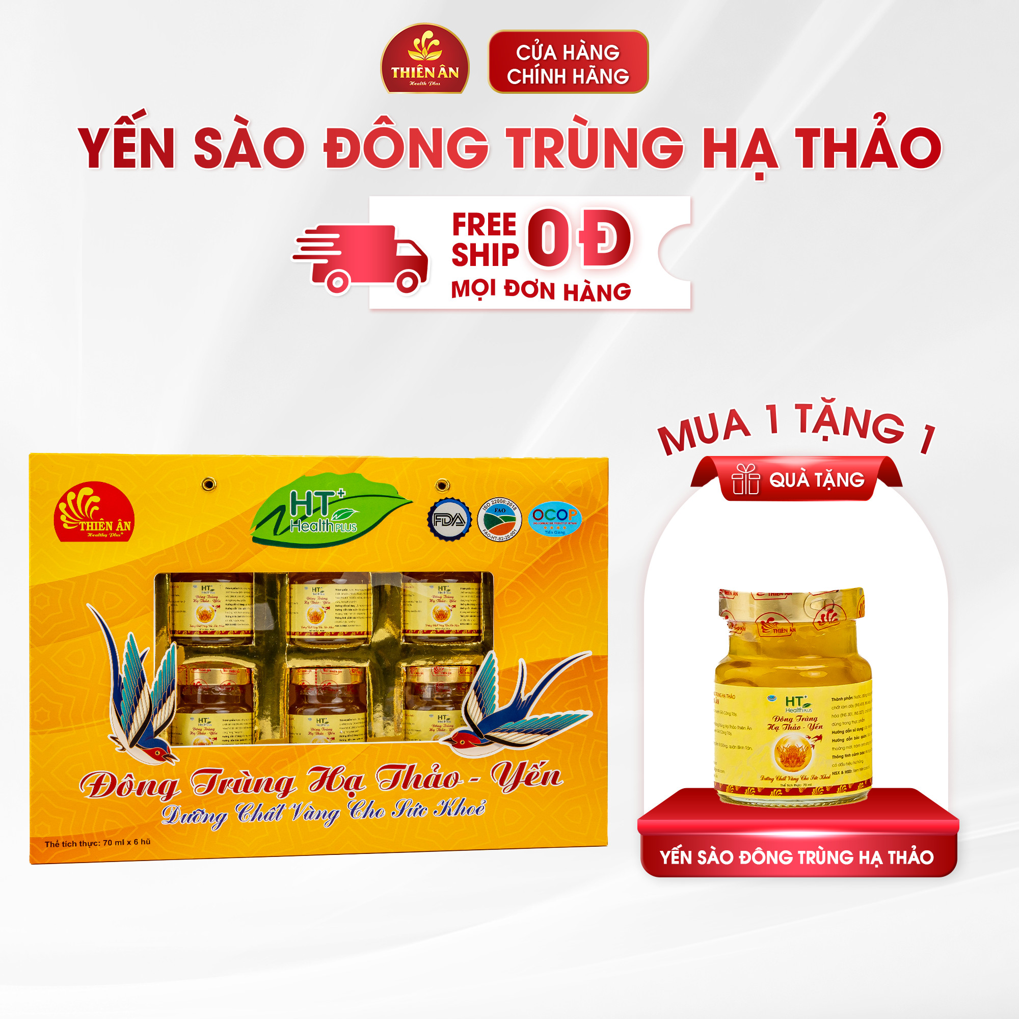 Đông Trùng Hạ Thảo Yến HT Thiên Ân - Hộp 6 Hũ