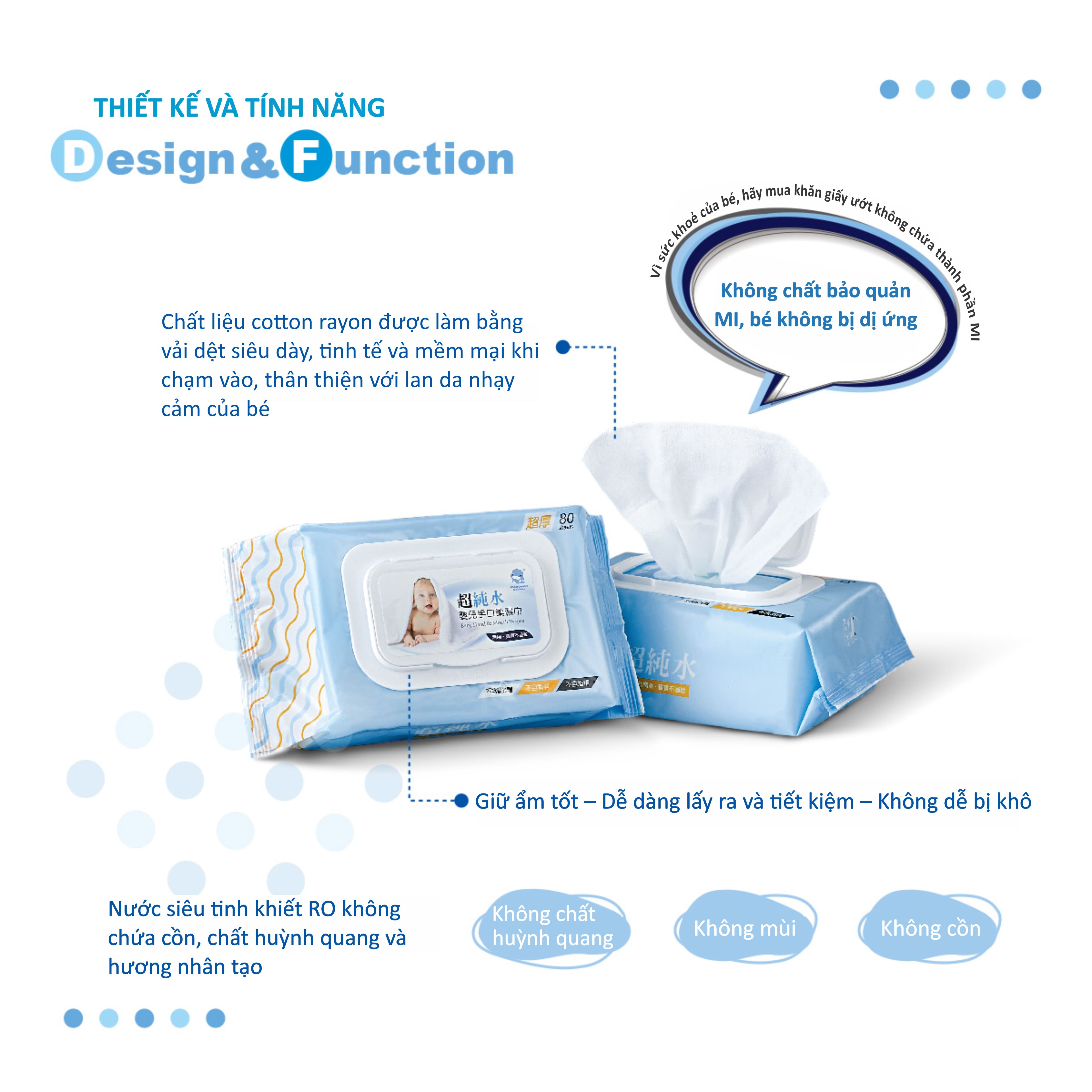 KHĂN GIẤY ƯỚT KHÔNG MÙI CHO BÉ TỪ SƠ SINHBABY KUKU KU1048