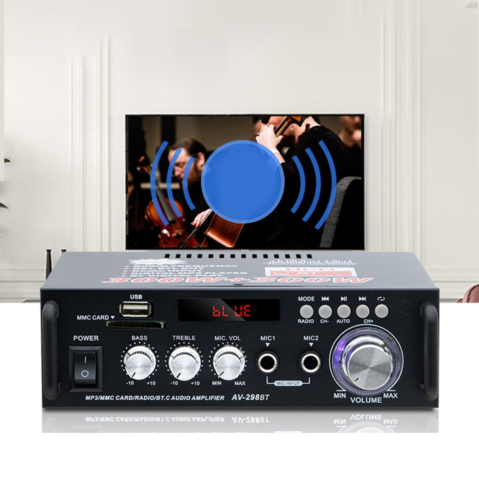 Power Amplifier US Adapter Plug FM HiFi Two Channel for Speakers Home Use TV