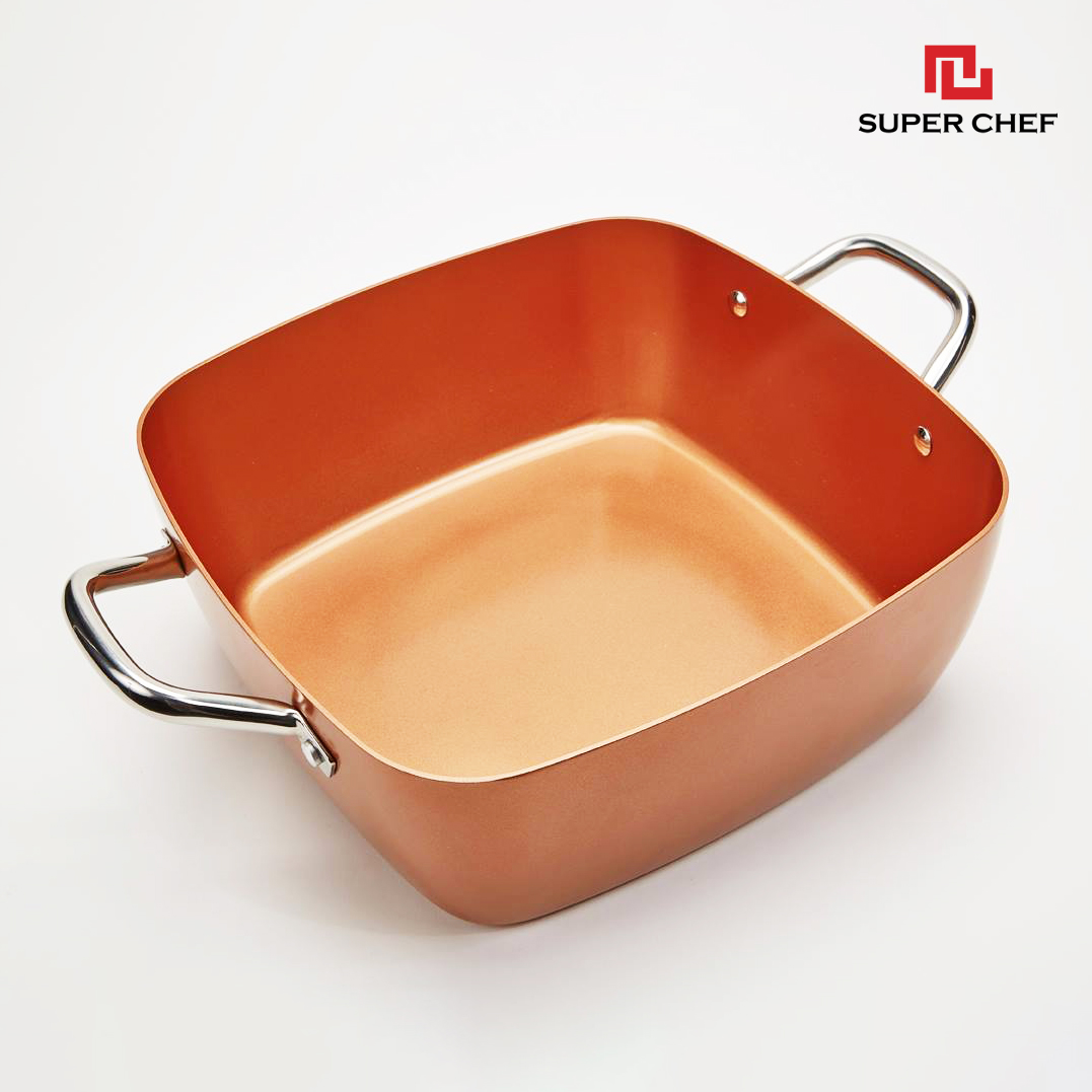 Combo Nồi Chảo Vuông Chống Dính Super Chef Đáy Từ Cao Cấp, An Toàn, Bền Bỉ Size 24cm