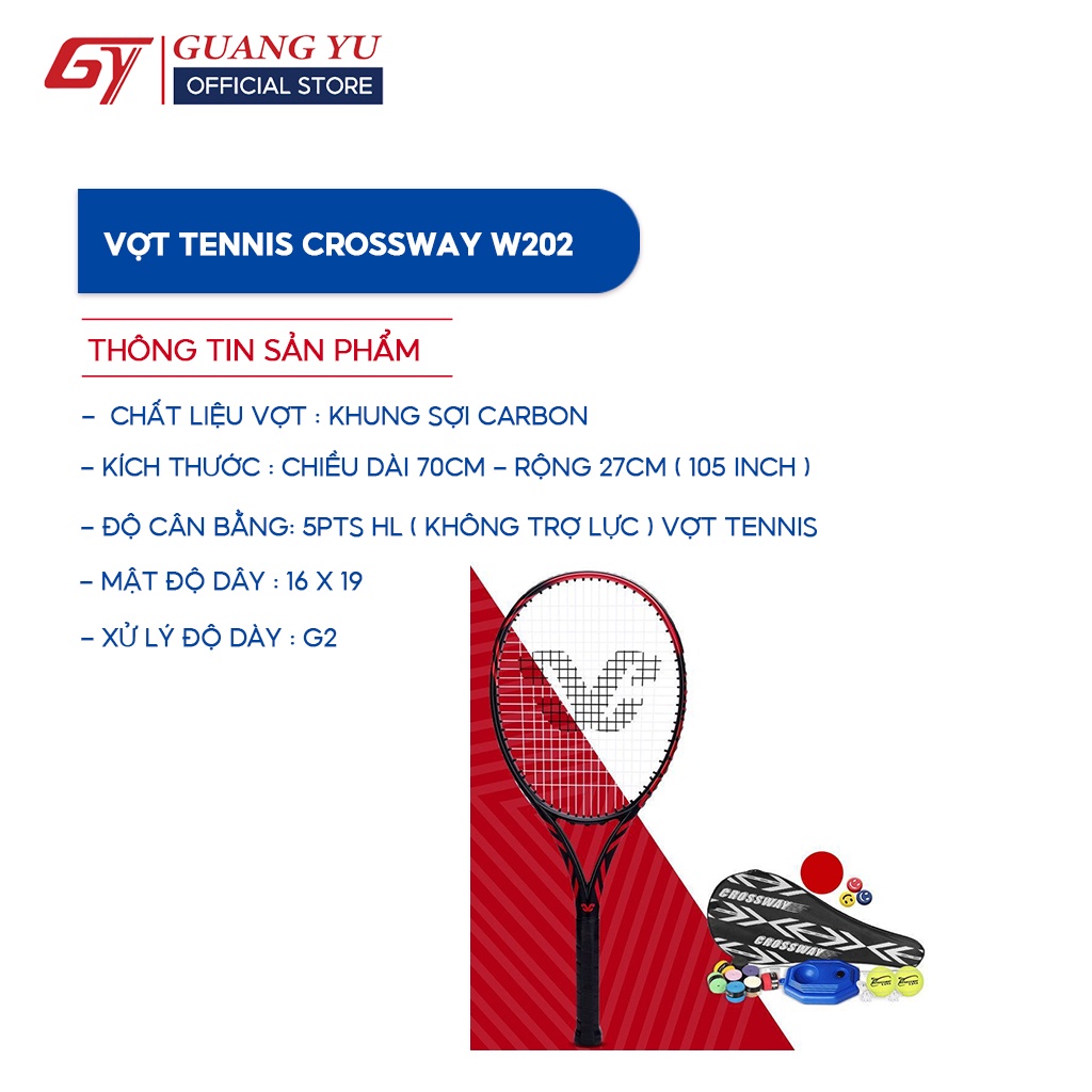 Vợt Tennis GUANG YU Khung Sợi Carbon Cao Cấp Tặng Kèm Bộ Đế Và Bóng Tập Luyện