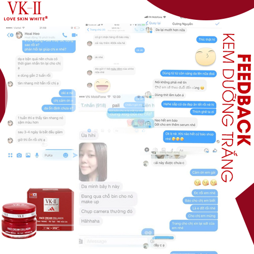 Kem dưỡng trắng, tái tạo và trẻ hóa da VK-II Love Skin White Face Cream Collagen 10g