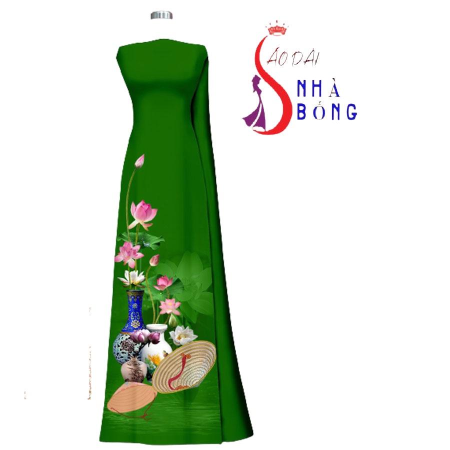 Vải may áo dài in hoa Sen cao cấp - V18