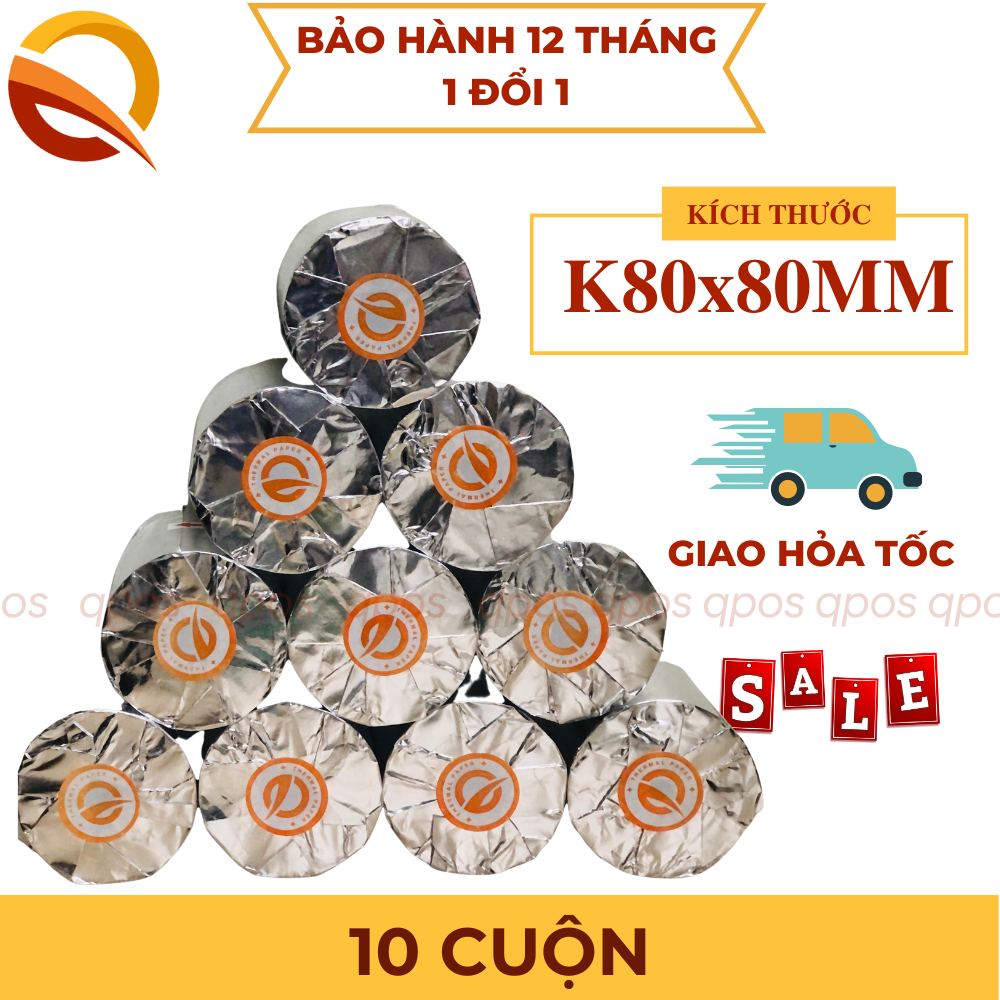 Thùng 10 cuộn giấy in nhiệt K80x80mm, giấy in hóa đơn, giấy in bill K80