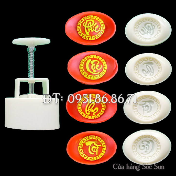 Khuôn trung thu lò xo 4 thỏi vàng Phúc Lộc Thọ Tài - Mã số 1024