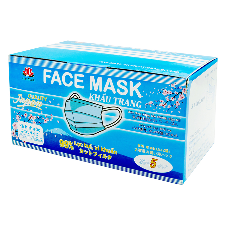 Khẩu trang chống bụi và vi khuẩn 3 lớp 55 cái