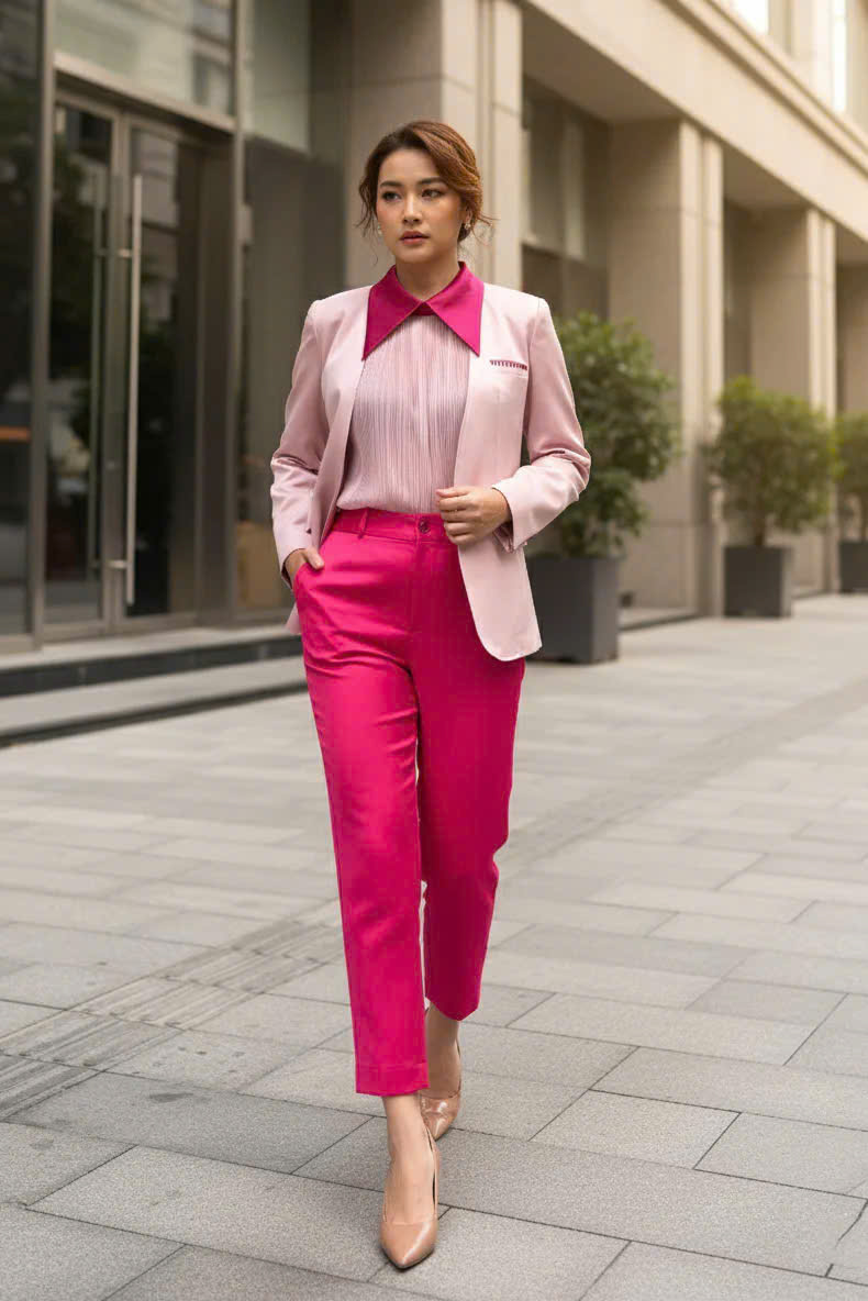 Áo Khoác Blazer, Áo vest Nữ Hồng Pastel Thêu Tay thời trang thiết kế Hity TOP237