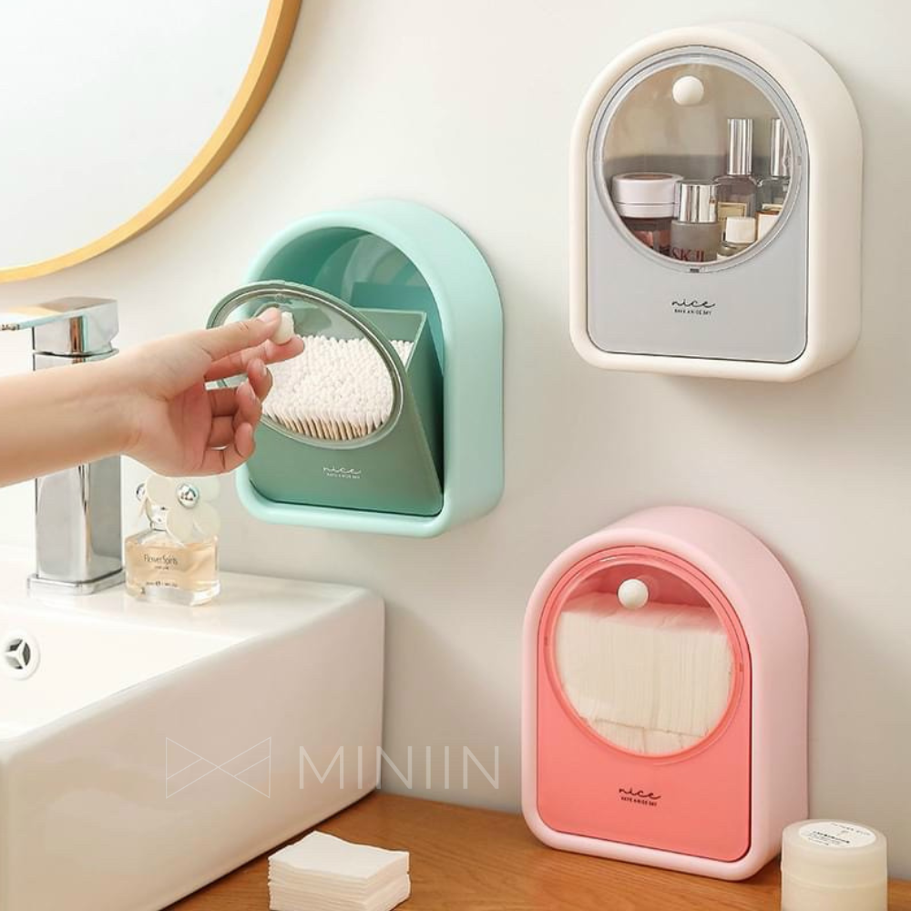 Hộp Đựng Bông Tẩy Trang, Cột Tóc, Tăm Bông Treo Tường Thông Minh - Hàng Loại 1 - Chính Hãng MINIIN